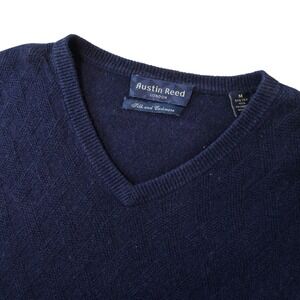 Austin Reed London Men's Vest Sweater Medium Navy Blue Silk Cashmere‎